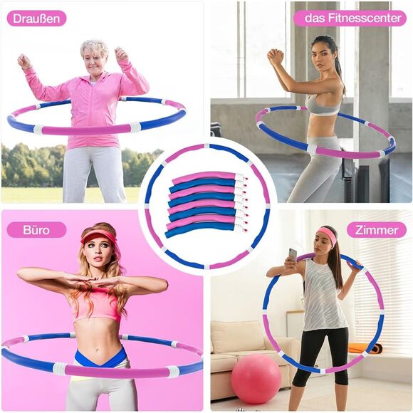 New Overstock Germany Joyshare Hula Hoop Fitness Waist Soft Foam Gray-Neon Green - Picture 3 of 9